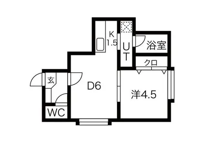 サンフラワー(1DK/2階)の間取り写真