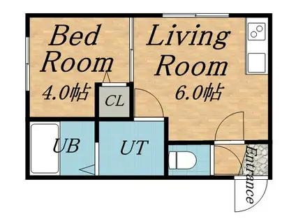 エルムN23 B(1DK/3階)の間取り写真