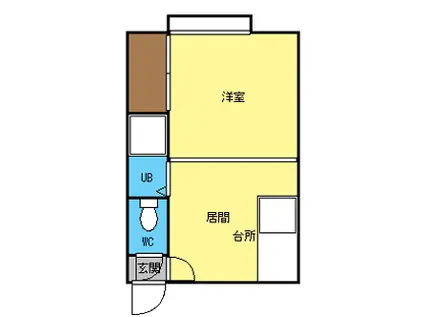 東16ハイツ(1DK/1階)の間取り写真