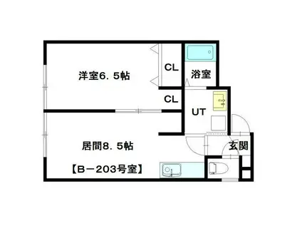 プラザインN14B(1LDK/3階)の間取り写真