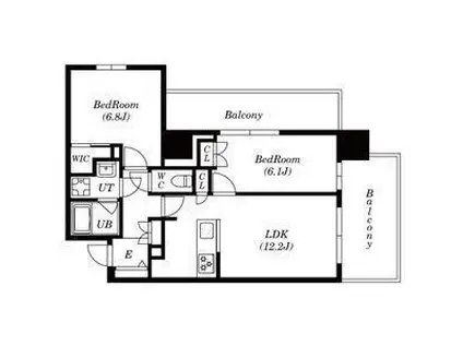 ファーストアヴェニュー円山公園(2LDK/7階)の間取り写真