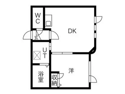 ノースイング28参番館(1DK/2階)の間取り写真