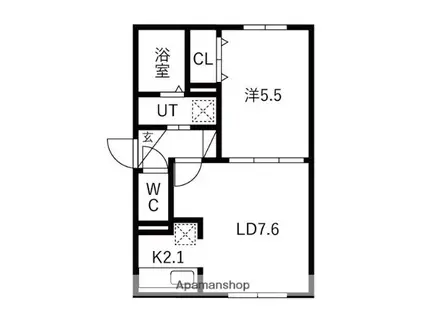 グランパーク麻生(1LDK/2階)の間取り写真