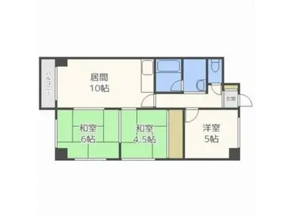 サンシティ新琴似(3LDK/4階)の間取り写真