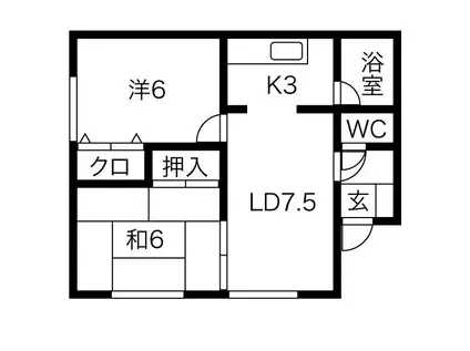 ハイム田仲(2LDK/2階)の間取り写真