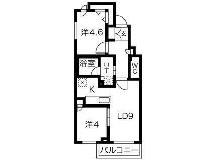 クラッセ札幌シティアクシア・ノーステラス(2DK/4階)の間取り写真