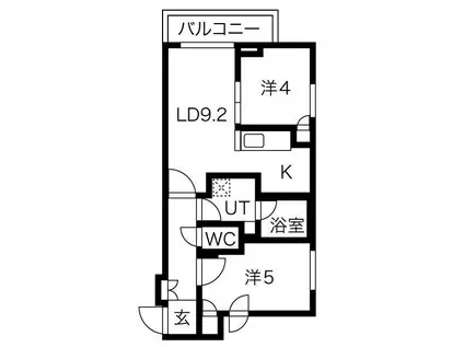 クラッセ札幌シティアクシア・ノーステラス(2DK/2階)の間取り写真