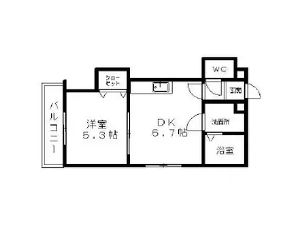 ビジュ元町(1DK/5階)の間取り写真