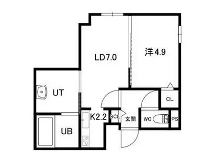グレイス スクエア(1LDK/4階)の間取り写真