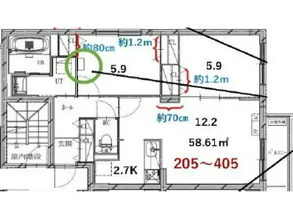 POMMERAIE北13条(2LDK/3階)の間取り写真