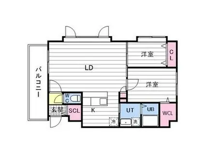 アルファスクエア宮の森3条(2LDK/2階)の間取り写真