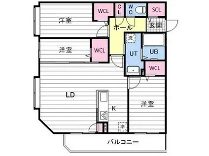 アルファスクエア宮の森3条(3LDK/5階)の間取り写真