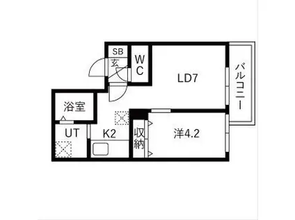 ブリス北円山(1LDK/4階)の間取り写真
