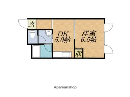 テンテラス(1DK/2階)の間取り写真