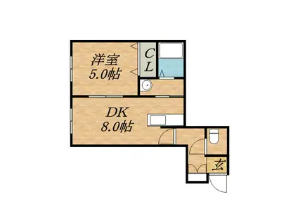 オリヴェイラ(1DK/2階)の間取り写真