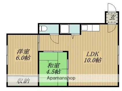 サザンフローラ(2LDK/1階)の間取り写真