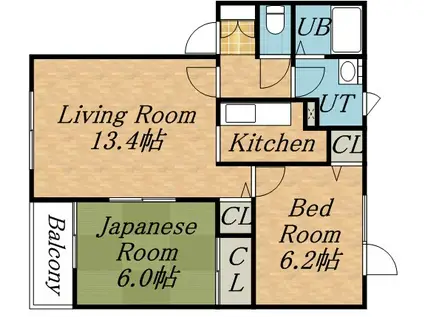 KIハウスN50C棟(2LDK/2階)の間取り写真
