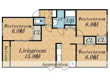 エルミタージュ(3DK/4階)の間取り写真