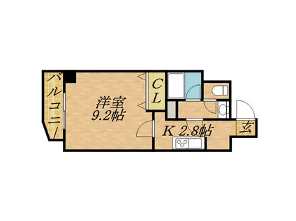 スカイヒルズN15(1K/4階)の間取り写真