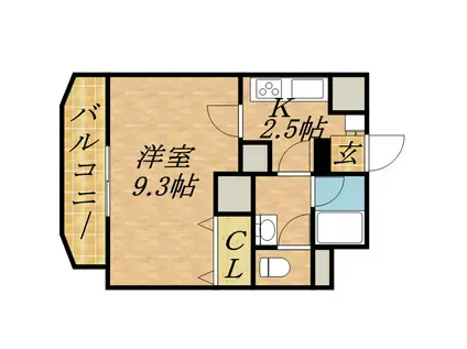 スカイヒルズN15(1K/8階)の間取り写真