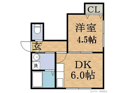 エルグランドN28(1DK/2階)の間取り写真