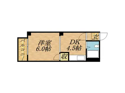 FINE CREST N12(1DK/6階)の間取り写真