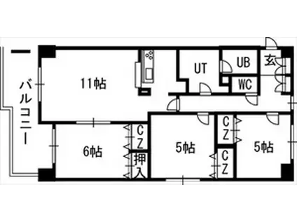 ウインコート39(3LDK/3階)の間取り写真