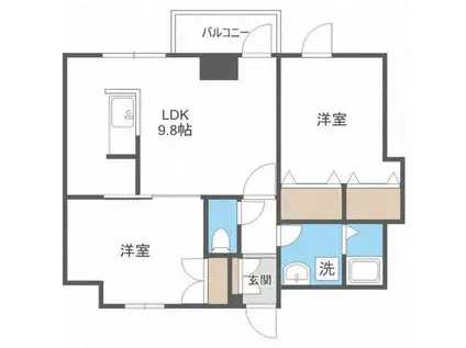 フェリーチェ1(2DK/3階)の間取り写真