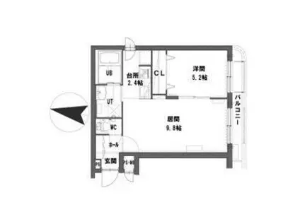 グランメール サンサーラ(1LDK/4階)の間取り写真