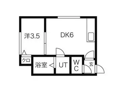 ノース10(1DK/1階)の間取り写真