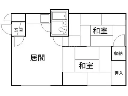ラポール37 B棟(2DK/1階)の間取り写真