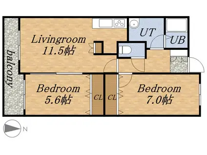 グレイスコート北18条(2LDK/8階)の間取り写真