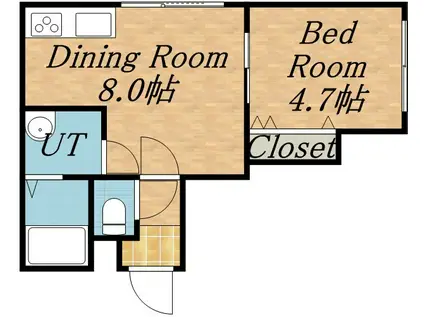 アナーズコテージ(1DK/1階)の間取り写真