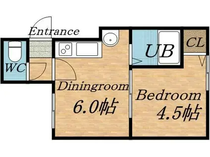 プログレス麻生(1DK/2階)の間取り写真