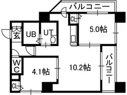 SーFORT札幌元町(2LDK/9階)の間取り写真