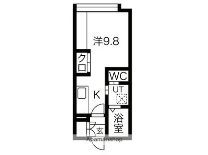 GRAND DU ROI(1K/2階)の間取り写真