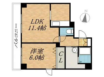 アクティー麻生南2(1LDK/4階)の間取り写真
