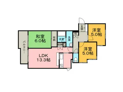 プレステージ1(3LDK/8階)の間取り写真