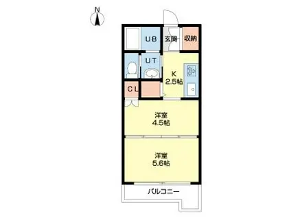 シャトーブラン17(1DK/2階)の間取り写真