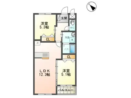 SHARON DO AQUAMARINE(2LDK/2階)の間取り写真