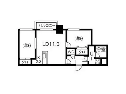 ノルテブリッサ24ロード(2LDK/5階)の間取り写真