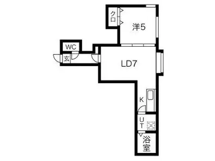 RITZ ONE(1LDK/2階)の間取り写真