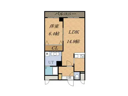エステラ東札幌(1LDK/8階)の間取り写真