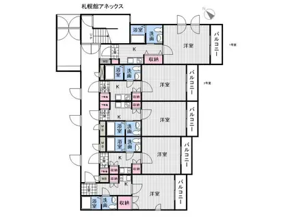札幌館アネックス(1K/4階)の間取り写真