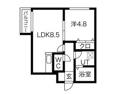 ルファール麻生(1LDK/4階)の間取り写真
