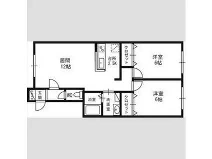 アヴニールⅡ(2LDK/1階)の間取り写真