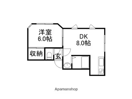 瀬比亜館北10条(1LDK/2階)の間取り写真