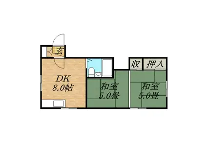 北洋ハイツ21(2DK/3階)の間取り写真