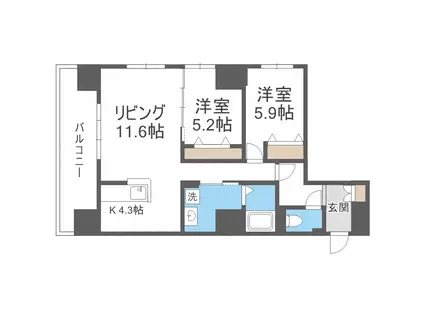グラン札幌(2LDK/13階)の間取り写真