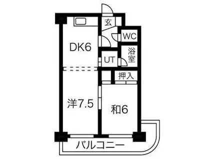 アルファスクエア麻生(1LDK/4階)の間取り写真